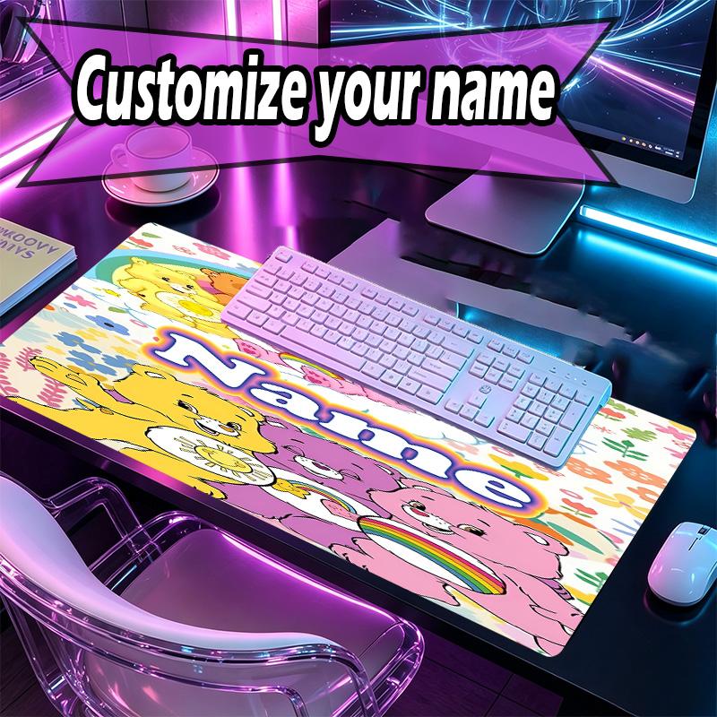Custom Name Personalized Care Bears Pattern Mousepad, Laptop PC Desk Mat, Decorative Desk Mat for Home Keyboard Pad Gift