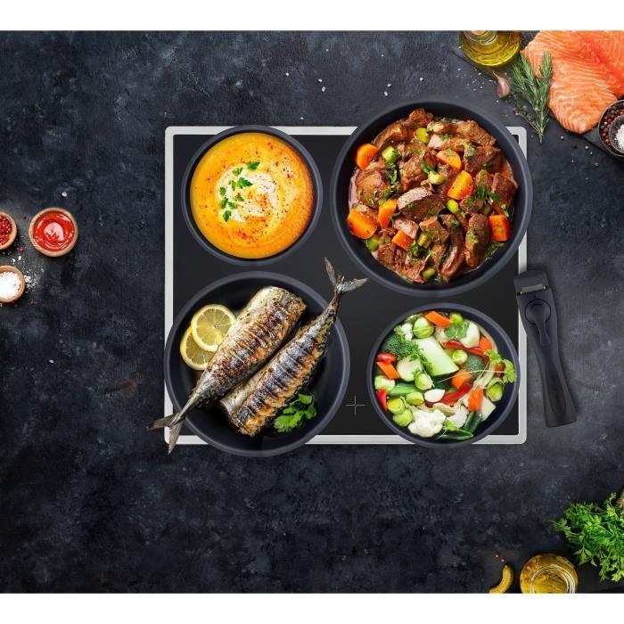 ARTHUR MARTIN Removable Cookware Set 15 Pieces 16-20-22-24-26 Cm Black - All Heat Sources Including Induction