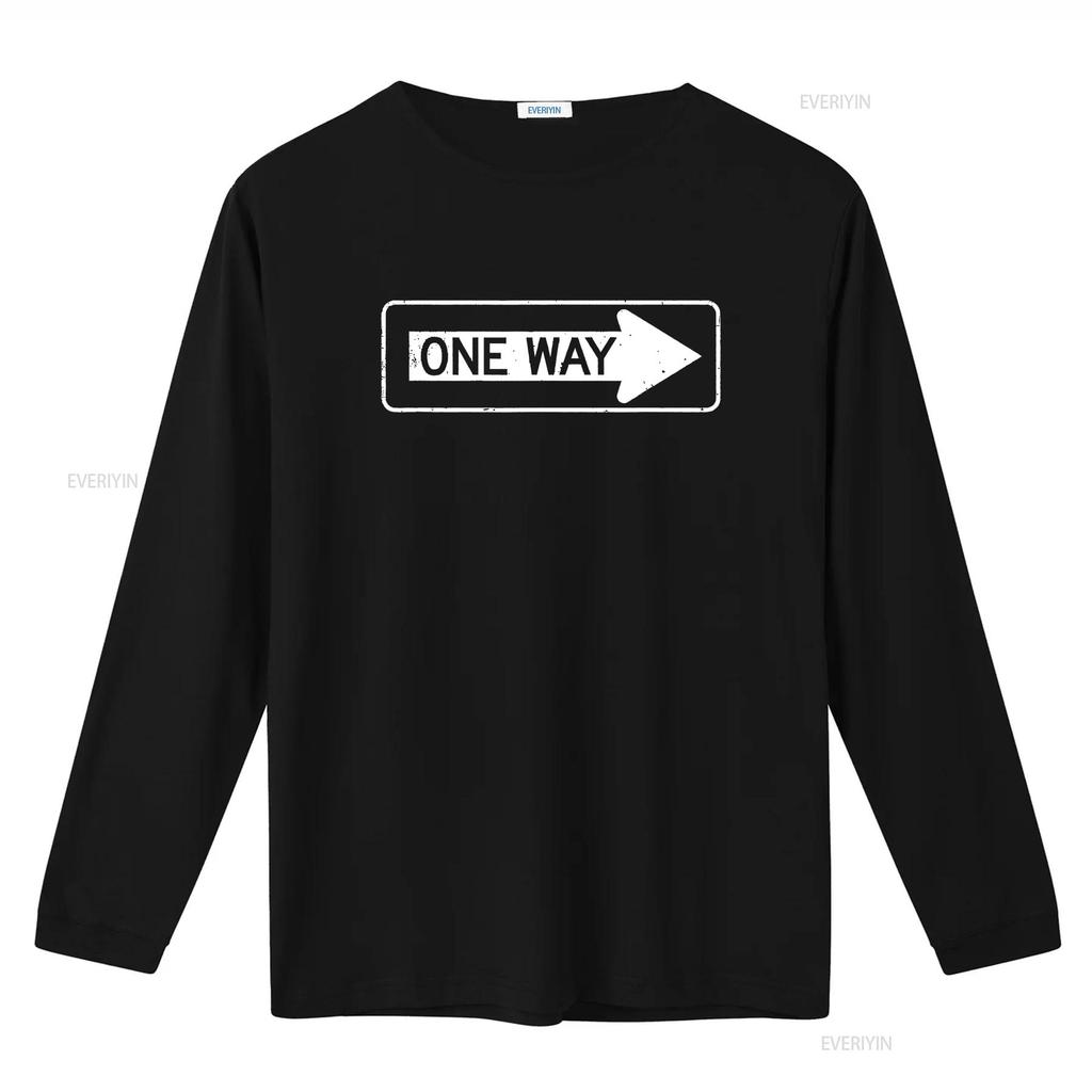 Футболка с принтом 'One Way Sign' винтажная стирка уличный стиль Унисекс Слегка удобный Эластичный топ для повседневной носки Повседневный Мягкий с графическим принтом