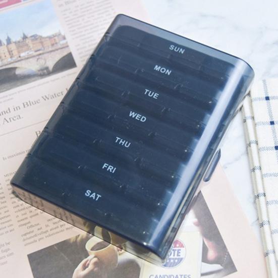 Еженедельный органайзер для таблеток 4 раза в день, 28 отделений, прочный, прозрачный, черный, для путешествий на 7 дней, контейнер для хранения таблеток и капсул