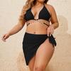 European & American Sexy Inlaid Diamond Bikini Tie-Up Plus Size Swimwear, Three-Piece Set T801