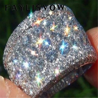 Ослепительные брендовые ювелирные изделия, белое кольцо со стразами, модное женское обручальное кольцо