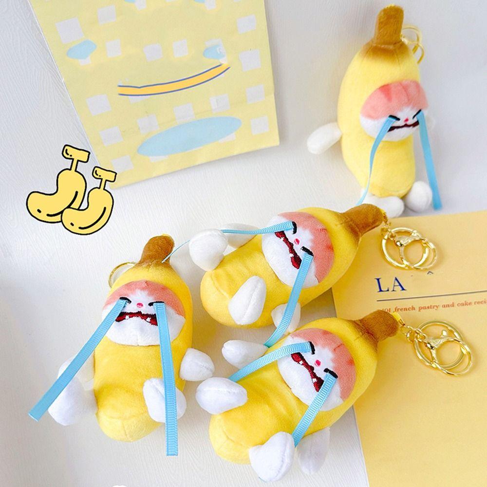Banana Cat Doll Banana Cat Voice Keychain with Cry Sound Funny Toys Gift Banana Key Chain