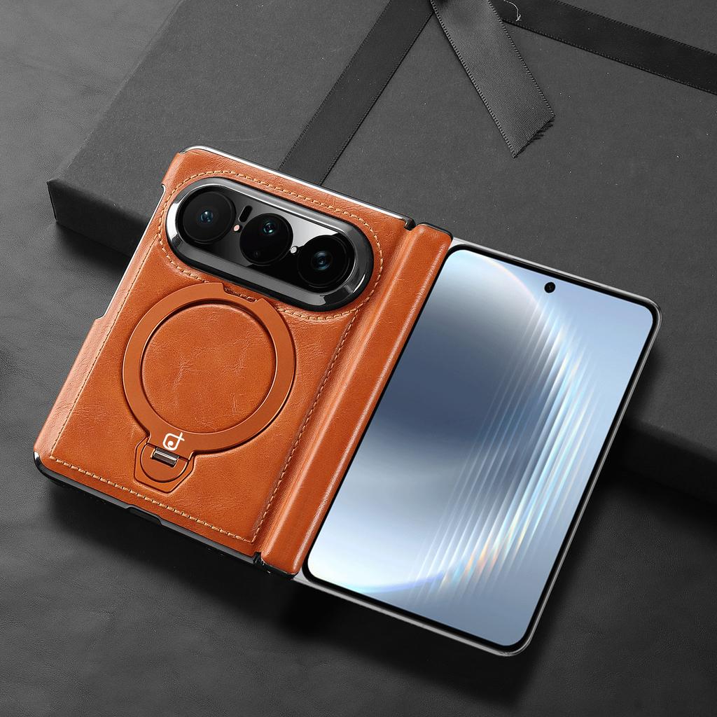 Luxury 360 Rotating Magnetic Kickstand Leather Case for Huawei Pura X Max Shockproof For Magsafe Lens protector Slim fit Cover