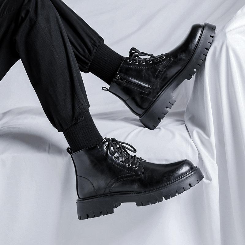 Ботинки мартин мужские весенне-осенние уличные ветрозащитные с высокой подошвой, локомотивные, в британском стиле, интернет-знаменитость, японские шнурованные термоботинки 6896-R