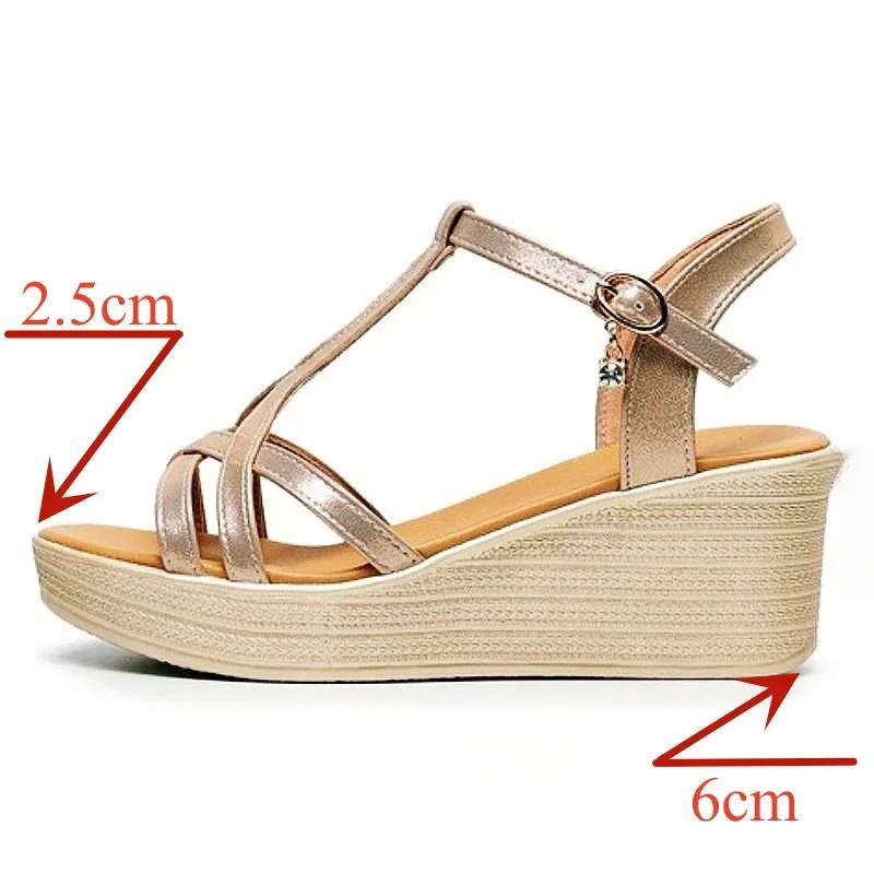 Маленький размер 32-43 Удобные сандалии на массивной платформе и танкетке Лето 2025 Женские туфли на высоком каблуке для офиса, пляжа, мамы, работы