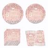 10Guests Diamond Pink Disposable Tableware Princess Girl Birthday Crown Plates Cups Napkins Happy Girl Birthday Party Supplies