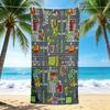 1Pc City Street Adventure Beach Towel, Quick Dry, Multi-Use for Beach Pool Gym Yoga Home Travel, Christmas, Halloween, Xmas Gift M928725
