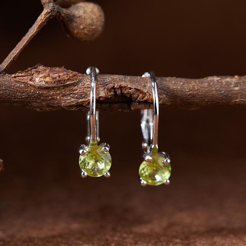 Серьги-гвоздики из стерлингового серебра S925 с драгоценными камнями - Гранат, Цитрин, Аметист, Топаз и Кольца с бриллиантами для женщин
