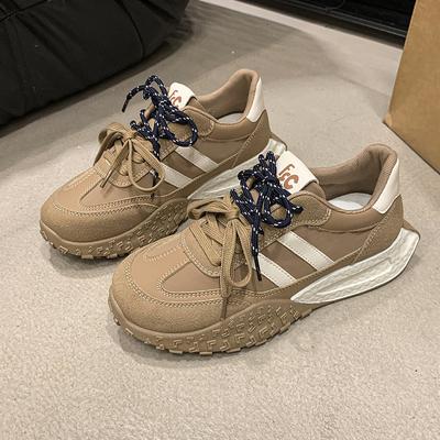 Осенняя новая толстая подошва спортивная повседневная обувь удобные кроссовки в стиле пэчворк модные универсальные женские туфли на платформе