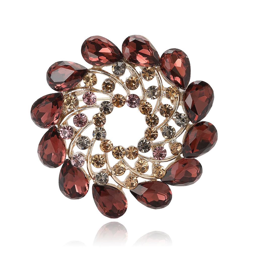 Модная ретро-брошь в виде спирального цветка со стразами, элегантный темпераментный женский костюм, пальто, корсаж, ювелирные изделия, булавка