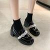 Fashion Women's Shoes Chunky Heels Mary Jane Off White Party Ladies Pumps Young Chic and Elegant Fashion Slip On Popular Y2k Comfortable