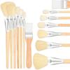Goat Hair Mop Brush Wood Color Paint Brushes 7 Pieces Versatile Blending Brush For Watercolor