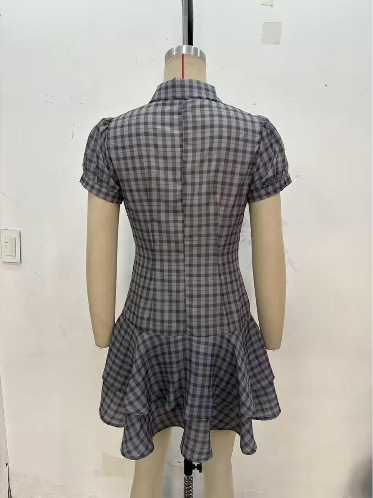 2025 Autumn/Winter Women's Plaid Layered Dress - Academy Style