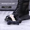 Unisex Black & White Canvas Martin Boots with 0.6cm Waxed Leather Flat Shoelaces
