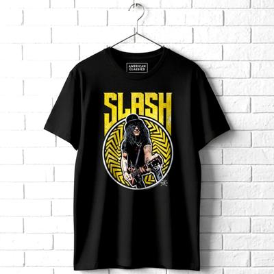 Slash Vintage Gold Wheel Men's T Shirt Rock Guitarist Band Merch Guns N Roses
