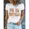 Футболка He Is Risen Easter Day с коротким рукавом и круглым вырезом, повседневная футболка для лета, женская одежда, дышащая футболка, уличная футболка
