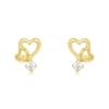 ESTELLE [Official] Women's K10 Yellow Gold Earrings with Cubic Zirconia and Heart Motif, 0222-9396-0019-0000
