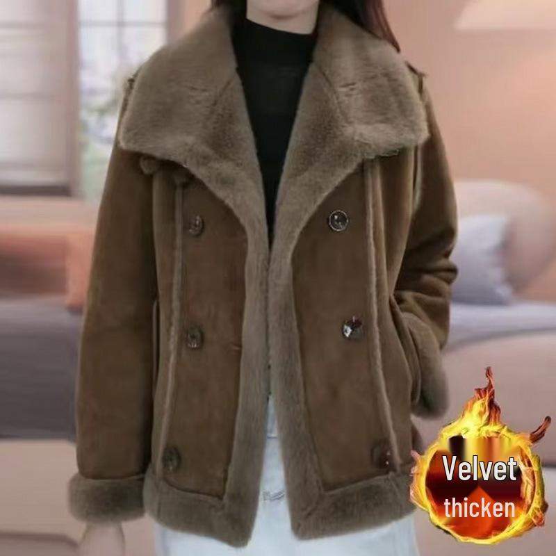 Женское модное зимнее пальто 2025 года в стиле Мальяр с пэчворком из овчины и ягнячьей шерсти