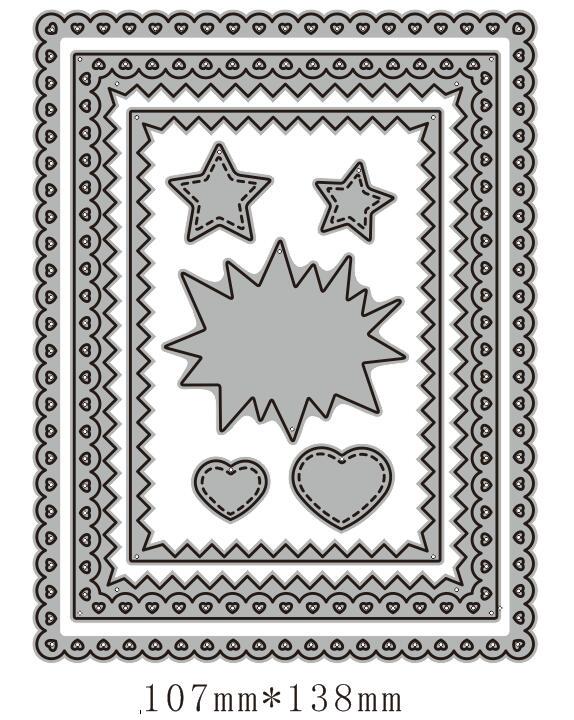 Набор Прямоугольных Рамок 'Маленькие Сердца' Металлические Вырубки для Бумаги Карточки Альбома Скрапбукинг Тиснение