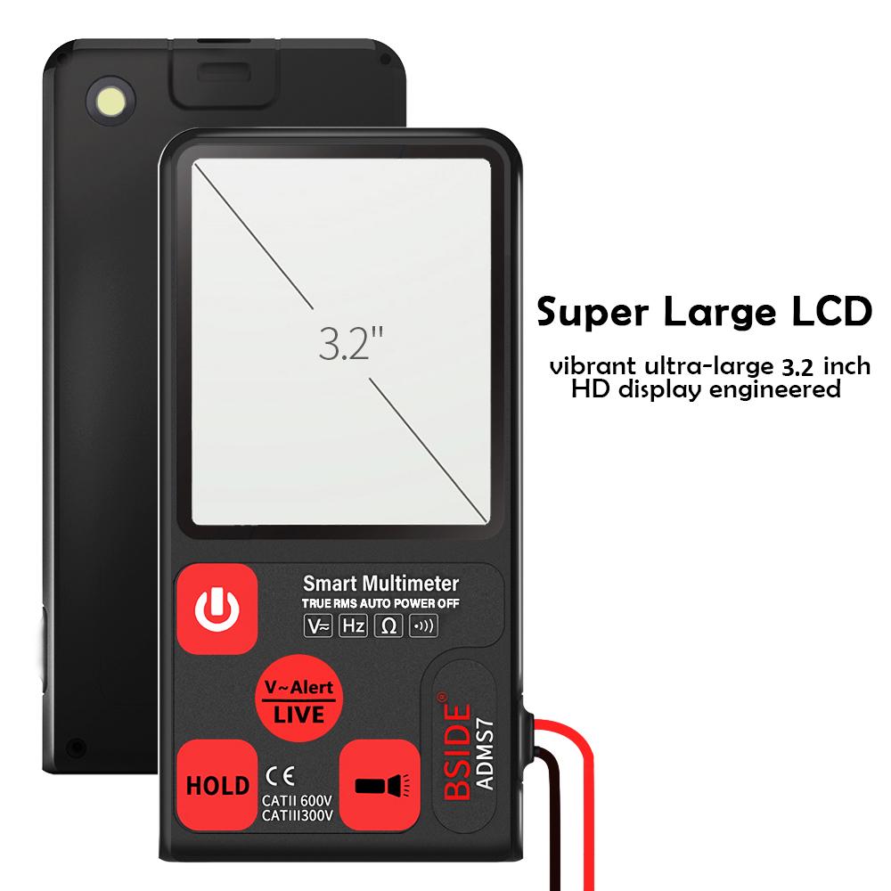 Интеллектуальный мультиметр BSIDE ADMS7 Цифровой мультиметр True RMS для измерения сопротивления переменному/постоянному напряжению