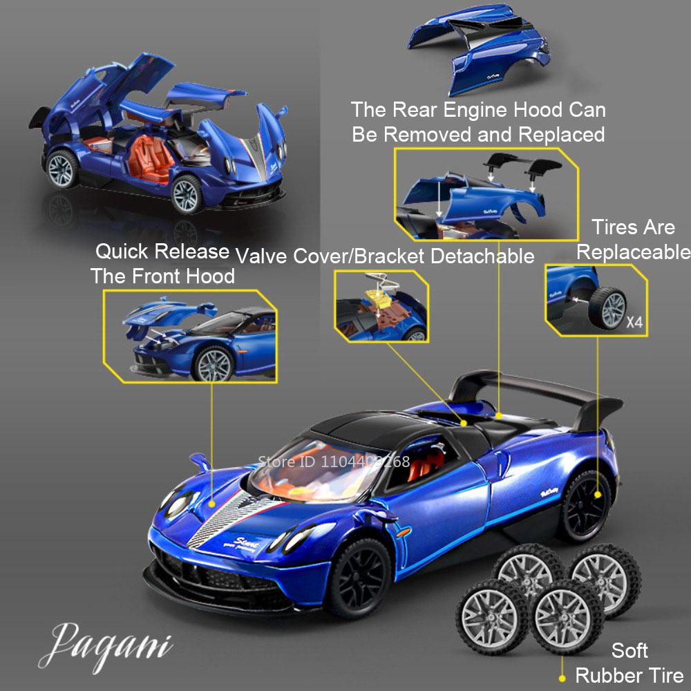 1:43 AE86 Pagani Zonda R Sports Car Model Toy Alloy Diecast DIY Detachable Miniature Vehicles Models Toys for Kids Best Gifts