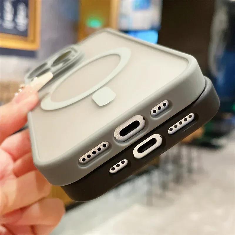 Матовый Защитный Магнитный Чехол Magsafe Полупрозрачный Для iPhone 11 12 13 14 Plus 15 16 Pro Max Беспроводная Зарядка Защита Камеры