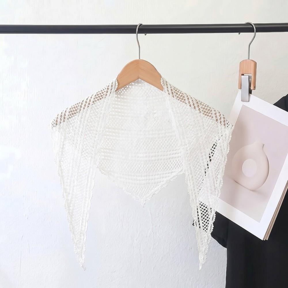 Solid Color Triangle Wrap Hollow Out Lady Shawl Flower Fashion Lace Scarf Women