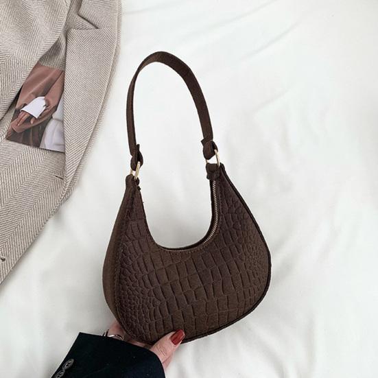 Women's Small Hobo Bag Retro Crescent Shoulder Bag Solid Color Felt Casual Phone Purse for Daily Outings Work Travel Parties