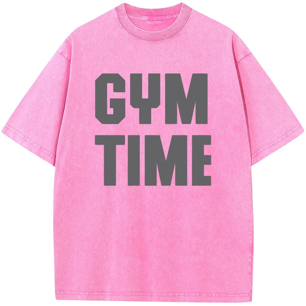 Мужская футболка с коротким рукавом Fitness Time Мужская Женская Повседневная Футболка Оверсайз Винтажная Унисекс Выстиранная Старая Футболка 90-х