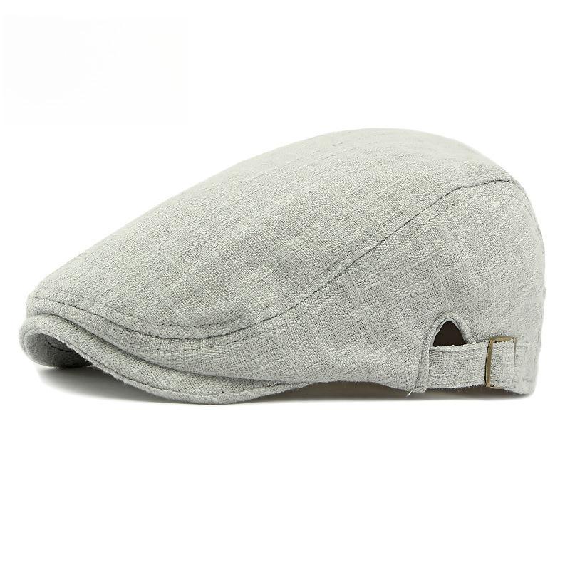 Unisex Big Head Friendly Linen Look Flat Cap Spring Summer Breathable Ivy Cap Adjustable Retro British Beret Cabbie Hat