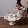 European Cake Stand Ceramic Wedding Party Dessert Candy Fruit Plate Cake Self-help Display Home Table Salad Pasta Plates Dish