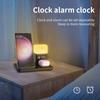 Desktop Multifunctional 15w Fast Charger 6 in 1 Wireless Charger with Alarm Clock Night Light for Samsung for iphone