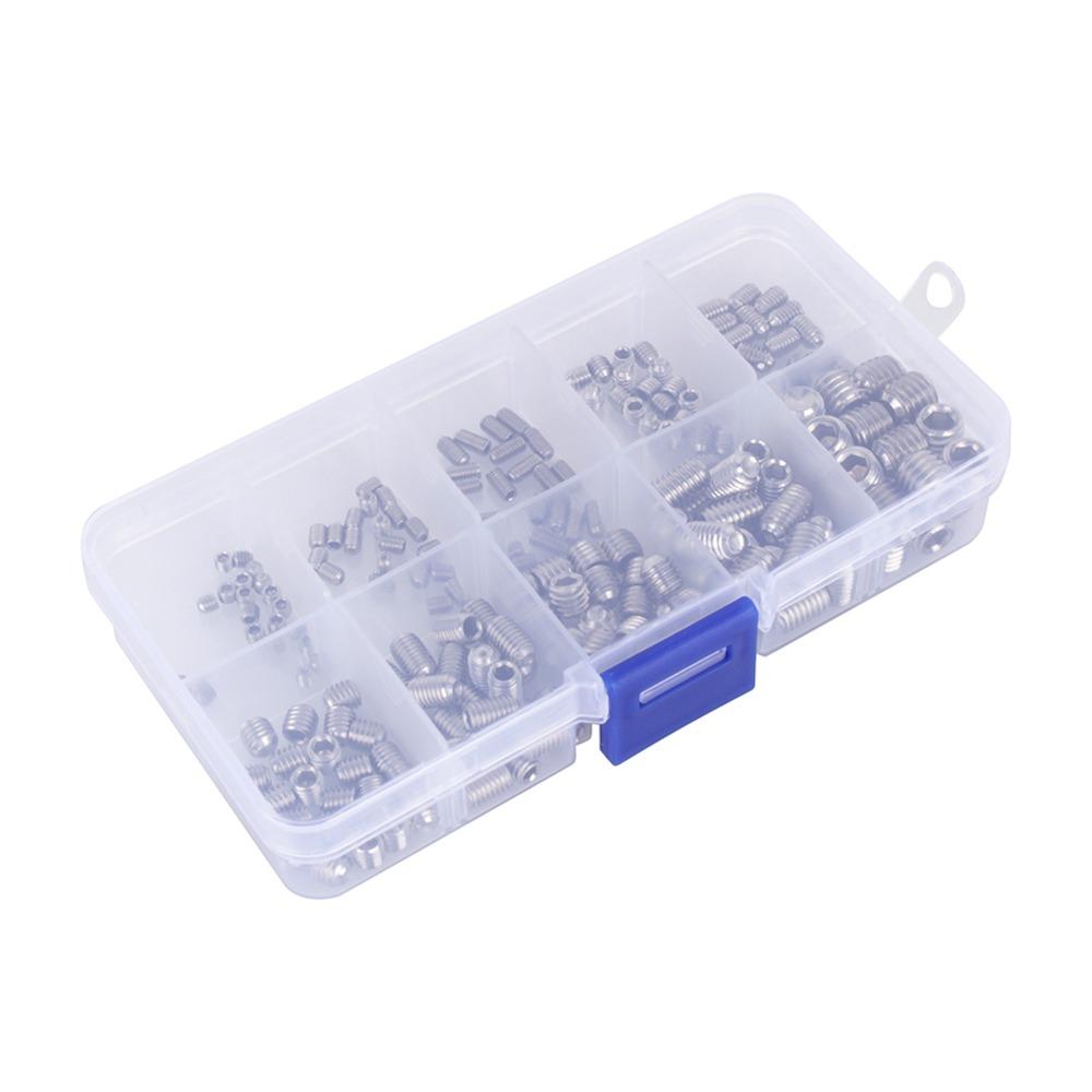 200pcs Multi Size Grub Screws 304 Stainless Steel Hex Drive Screws Hex Grub Screws Kits  Home Repair