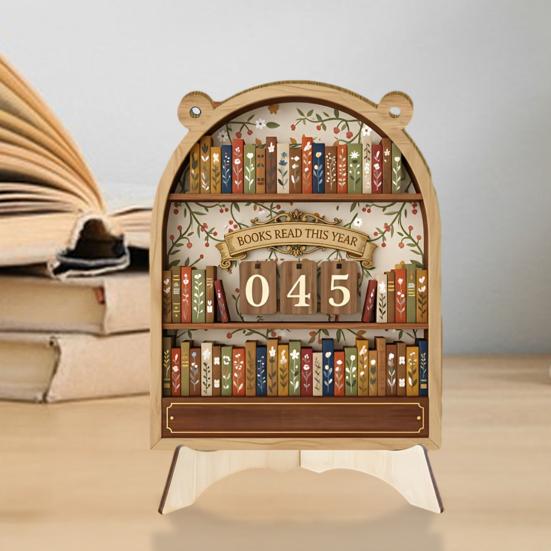 Yousheng Книга Прочитано в этом году Счетчик Деревянный Трекер Достижения Цели Чтения с Цифрами Украшение Книжной Полки Подарок для Любителей Книг Книжного Червя