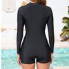 Zipper Black One Piece Swimsuits Closed Long Sleeve Swimwear For Sports Surfing Women's Swimming Bathing Suits Beach Bather 2025
