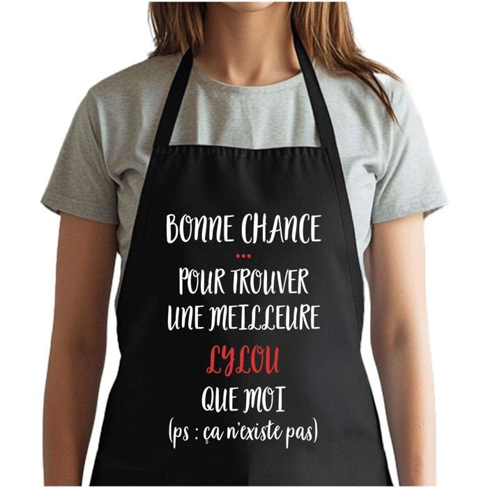 Tablier de cuisine - Lylou - Noir - Motif bretonne - Coton résistant, imprimé en France