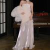 In Stock: Strapless Sweet 3D Floral Patchwork Mesh Long Dress