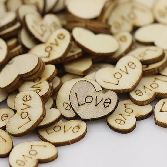 100Pcs Love Heart No Hole Wood Buttons Sewing Craft Clothes Decor DIY Scrapbooking