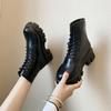 NewWomen Motorcycle Ankle Boots Wedges Female Lace Up Platforms Winter Leather Oxford Shoes 2022 #KLYZ2022J-91