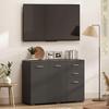 Sideboard, Modern Storage Cabinet with 2 Drawers, 3 Doors and Adjustable Shelves, Black