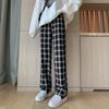 Casual Plaid Pants for Women New Autumn Loose Straight High Waist Drape Versatile Slim Wide-leg Pants for Women