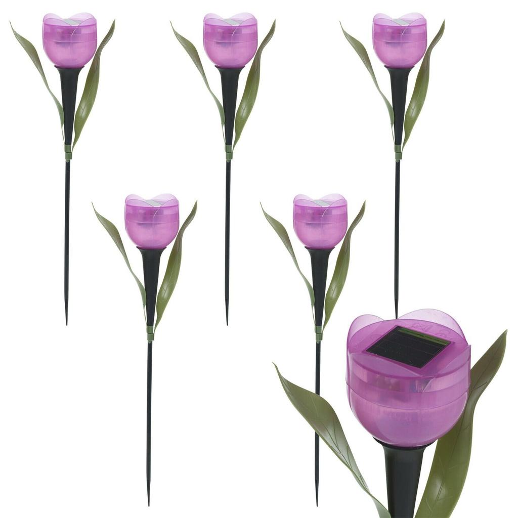 6XGarden Tulip Flower Shape LED Solar Powered Lights Outdoor Yard Standing Decor