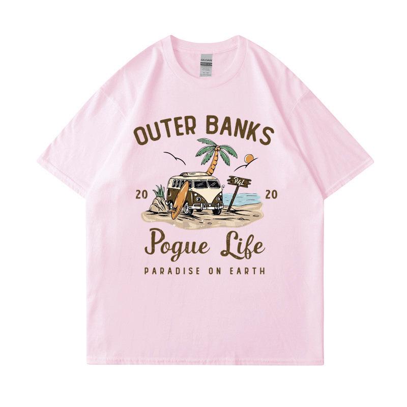 Модная футболка с принтом Outer Banks, футболка Pogue Life John B, Рай на Земле, Северная Каролина, Графические хлопковые топы Pouge