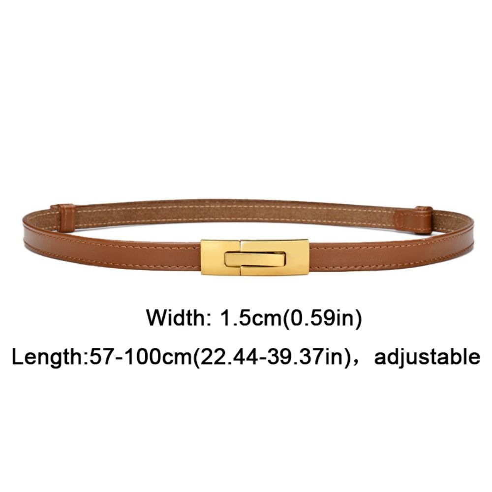 Versatile Thin Waistband Metal Alloy Buckle Waist Strap Casual Cowhide Belt For Women Girls