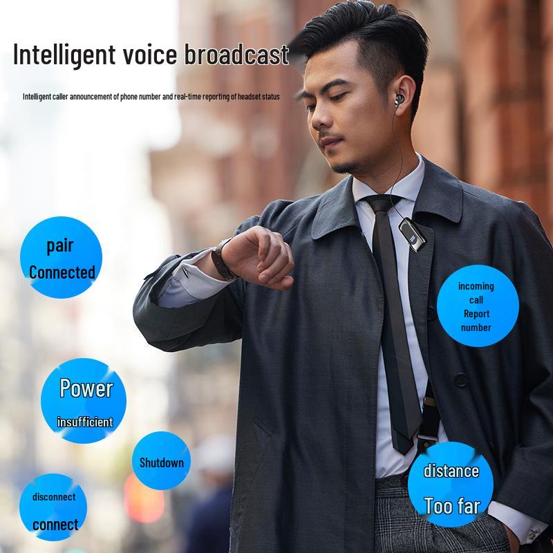 Беспроводная Bluetooth гарнитура с клипсой: Долговечная батарея, Одно ухо, Звонки высокой четкости, Шумоподавление ENC для автомобиля, спорта и бизнеса