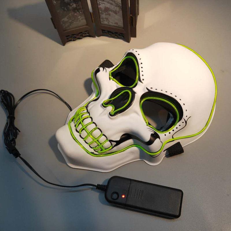 Светящаяся маска белого черепа, костюм на Хэллоуин, реквизит для выступления, светодиодная маска черепа ужасов