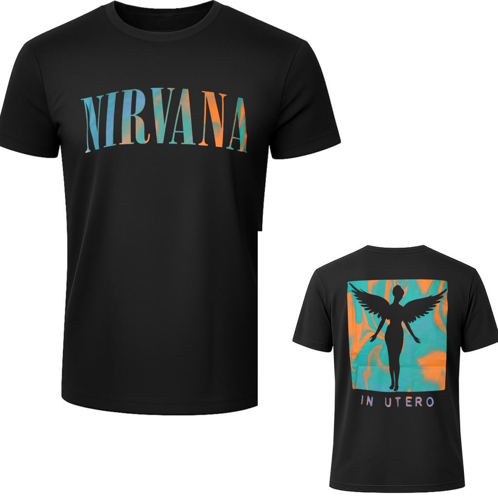 Ретро Хлопковая Футболка с Графикой Nirvana Унисекс Летняя С Коротким Рукавом Модный Бренд Футболка Роскошная Повседневная Винтажные Футболки
