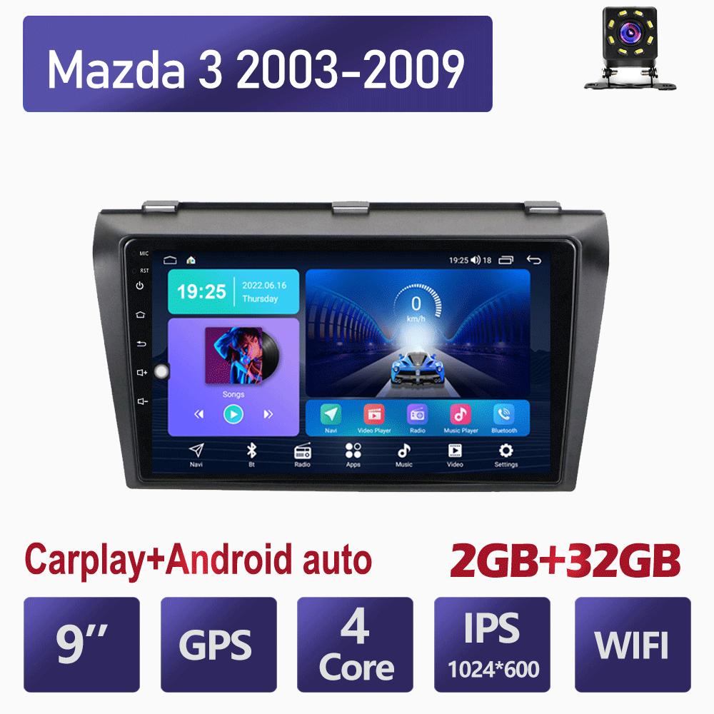 Автомобильный радиоприемник на базе Android Carplay для Mazda 3 2003-2009, мультимедийный видеоплеер, GPS-навигация, WIFI, 2 + 32 ГБ