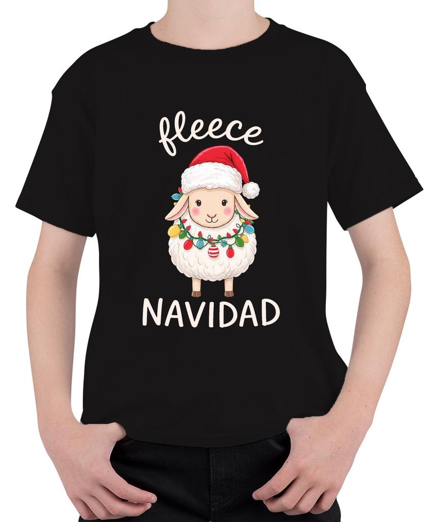 fleece NAVIDAD Cute Sheep Christmas String Lights Santa Unisex Kids T-S